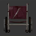 Sturdy Wheelchair With Stainless Steel Frame Red Upholstered Seat And Armrests