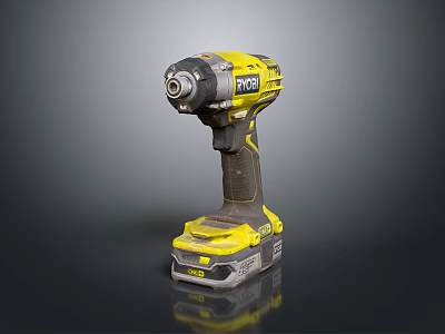 RYOBI Cordless Power Drill With Yellow Black Design And Ergonomic Handle 3d model