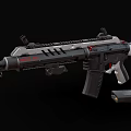 Tactical Assault Rifle With Black White Finish And Tactical Magazine Accessories