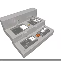 Modern Kitchen Sinks On Stone Countertop With Sleek Faucets And Fresh Fruits Placed