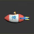 Cartoon Rocket Model Featuring Tiger Inside and XR UTP LABS Logo Red White Yellow Tail