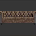 Classic Multi Person Leather Sofa With Tufted Design And Rolled Arms 3d model