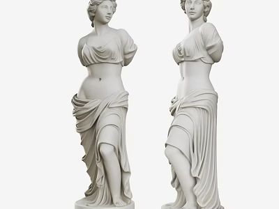 Classical Female Marble Sculpture Carving With Elegant Drapery And Graceful Posture 3d model