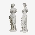 Classical Female Marble Sculpture Carving With Elegant Drapery And Graceful Posture