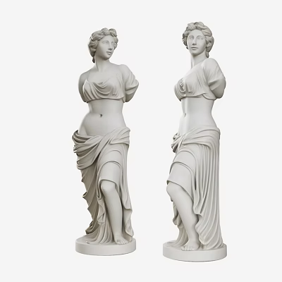 Classical Female Marble Sculpture Carving With Elegant Drapery And Graceful Posture 3d model