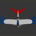 Colorful Space Model Aircraft With Blue Red Wings White Body And Propeller