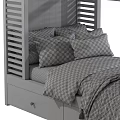 White House Shaped Kids Bed With Window Detail Storage Drawers And Colorful Pillows