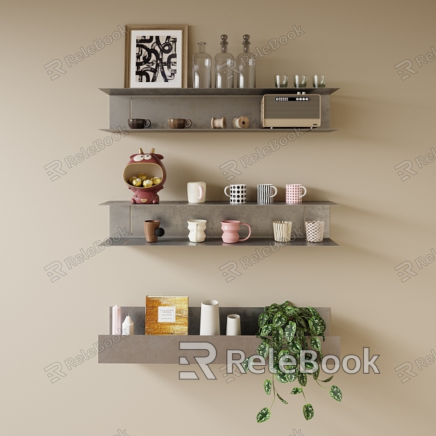 Modern Wall Storage Rack Minimalist Metal Wall Decoration Laminar Rack Plant Glass Bottle Mug Hanging Picture Ornaments Combination model