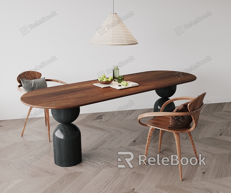 Quiet solid wood geometric dining table model