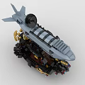 Building Blocks Model With Gray Aerial Structure Propeller And Brown Detailed Base Minifigures Red Buoys