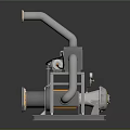 Industrial Equipment With Control Panel Curved Pipe Base And Warning Stripes