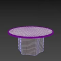 Round Coffee Table With Textured Tabletop And Modern Minimalist Beige Base Design 3d model