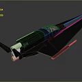 Dark Colored Futuristic Aircraft 3D Model Featuring Sleek Design Transparent Cockpit And Twin Engines
