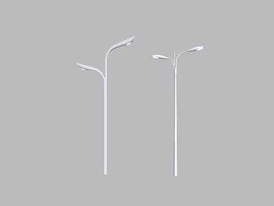 Modern White Outdoor Street Light Poles With Double Headed Design 3d model