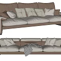 Modern three-seat sofa multiplayer sofa 3d model