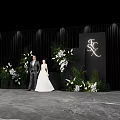 Elegant Wedding Floral Installation With Greenery White Flowers Bride And Groom