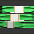 Stacked Green Paper Money Bundled With White And Yellow Strips 3d model