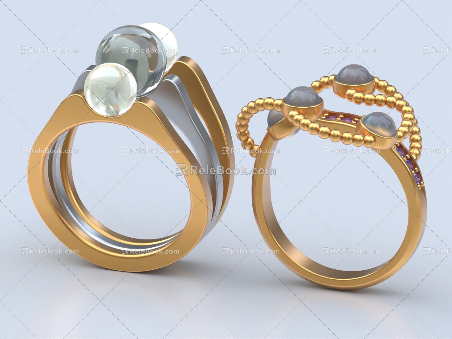 Ring Diamond Ring Gold Ring Gem Ring Bracelet Jewelry 3d model