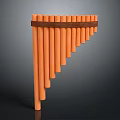 Artistic Pan Flute Musical Instrument Crafted From Orange Paint Tubes With Brown Strap In Triangular Shape