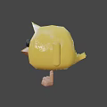 Cute Yellow Chicken Game Movie Character With Big Black Eyes And Simple Design