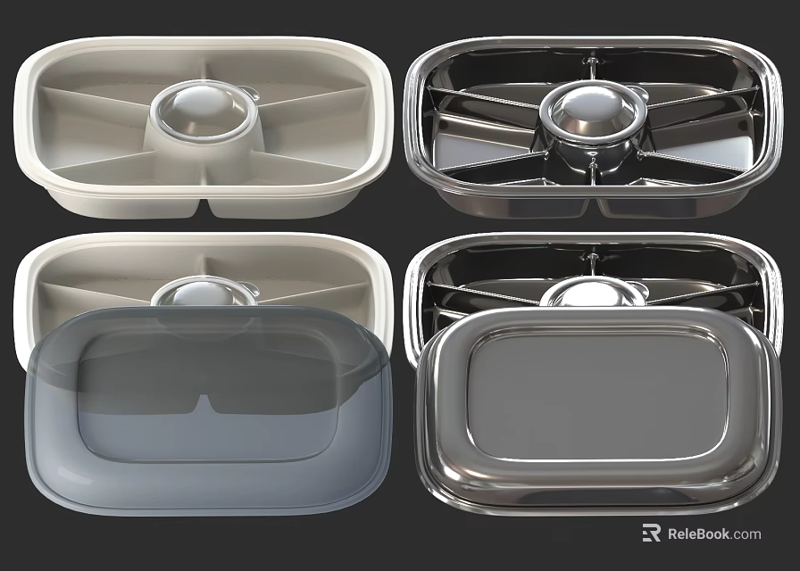 Different Material Food Storage Containers With Lids In Various Shapes For Kitchen 3d model
