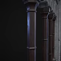 Marble Balustrade with Arched Design and Golden Candlesticks on Sides