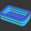Blue Square Inflatable Pool with Layered Edges Textured Bottom for Kids Summer Water Play Equipment