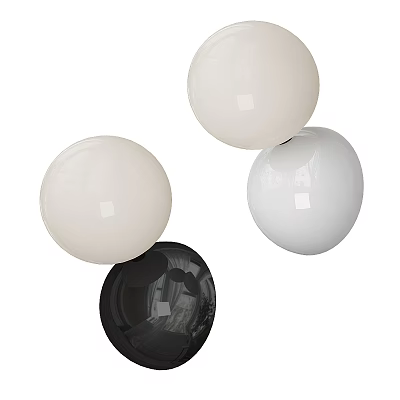 Modern Spherical Wall Lamps in White and Black Globe Design 3d model
