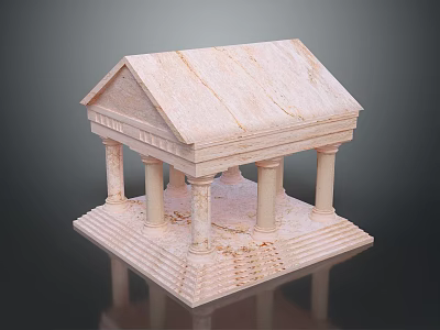Ancient Style Architectural Model Featuring Columns Steps and Stone Roof Design 3d model