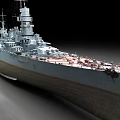 Large Gray Warship With Turrets Antennas And Red White Deck Features 3d model