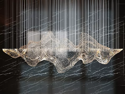 Modern Luxury Crystal Chandelier With Wave Like Design And Golden Frame 3d model