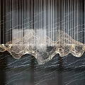 Modern Luxury Crystal Chandelier With Wave Like Design And Golden Frame