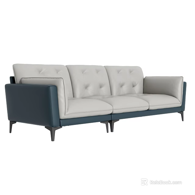 Modern Three Seater Sofa With Tufted Back And Two Tone Upholstery 3d model