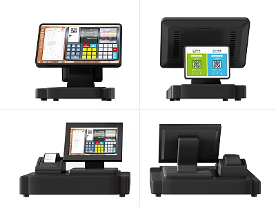 Business Equipment POS Terminals Featuring Display Screen QR Code Scanner and Receipt Printer 3d model