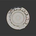 Futuristic Circular Scenic Structure Design With Control Console And Cylindrical Units