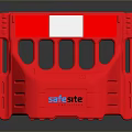 Red Plastic Construction Safety Barrier With White Label And Safe Site Text