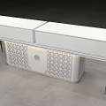 Luxury Jewelry Display Counter With Gold Frame Orange Cabinet White Top And Glass Cover