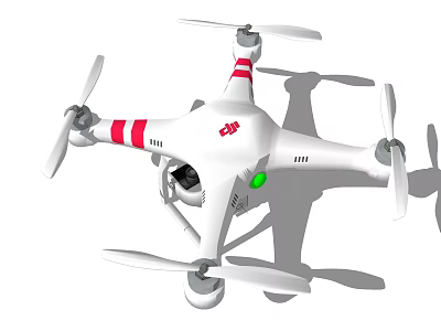 Intelligent DJI Quadcopter Drone With White Body Red Stripes And Camera 3d model