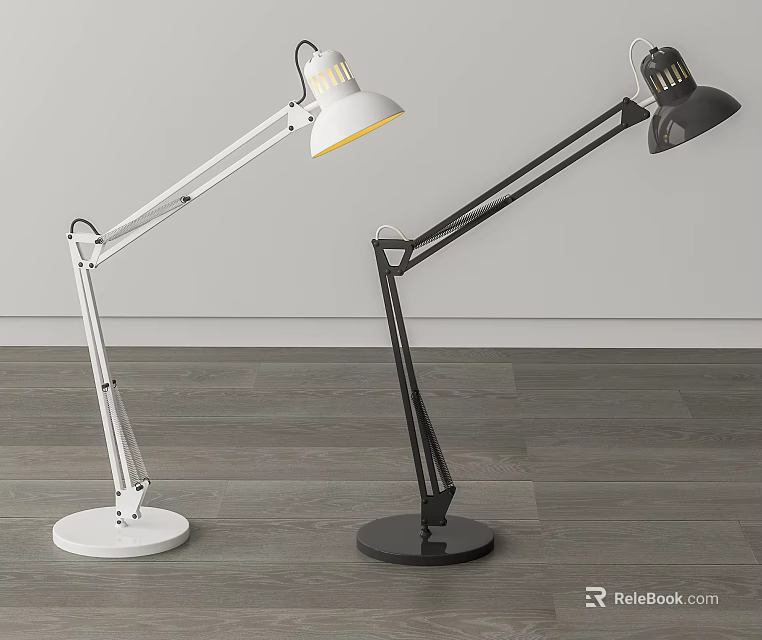 White and Black Modern Desk Lamps With Adjustable Arms And Sturdy Bases 3d model 