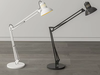 White and Black Modern Desk Lamps With Adjustable Arms And Sturdy Bases 3d model