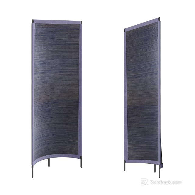 Modern Purple Blue Woven Room Divider Panels With Metal Leg Support 3d model 
