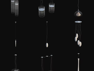 Modern Stylish Pendant Lights With Diverse Shapes And Decorative Elements For Home Decor 3d model