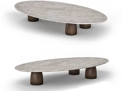 Shower Sauna Space With Oval Marble Table And Wooden Legs Design 3d model