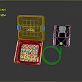 Clear Cover Connection Box Containing Blue Components With Black Square Device And Ring