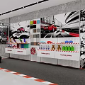 Automotive Exhibition Hall With Tires Color Samples Car Posters And Display Cabinets