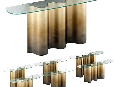 Modern Entryway Cabinet And Sideboard With Glass Top And Metallic Finish 3d model