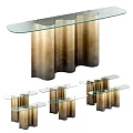 Modern Entryway Cabinet And Sideboard With Glass Top And Metallic Finish