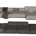 Cream style sofa three-seat sofa multi-person sofa corner sofa 3d model