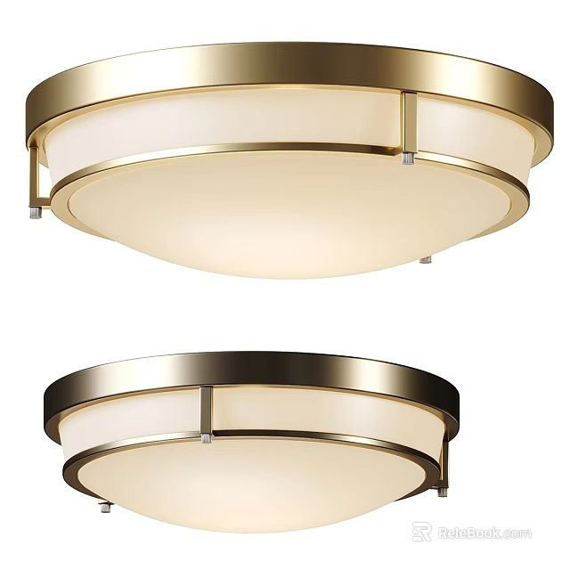 Modern Ceiling Light With Gold Black Metal Frame And White Shade 3d model