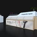 Modern Corporate Name Display Shelves With Hair Pro Products And Hair Dryers